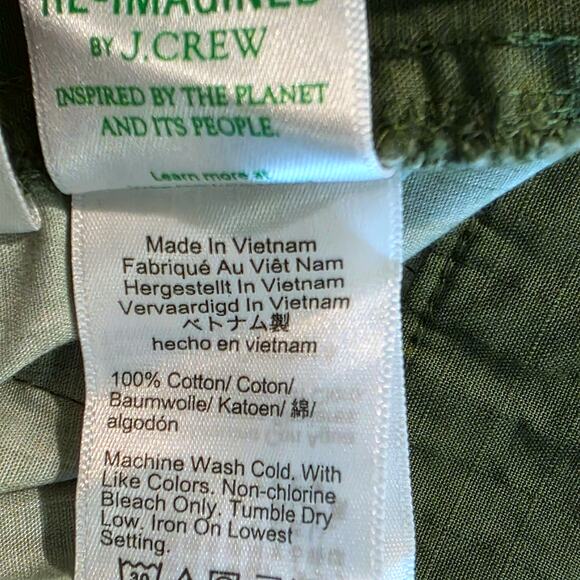 J. Crew Cargo Pants Ripstop Cotton Sz 31 12 Green Straight Leg Crop High Rise - Picture 11 of 15